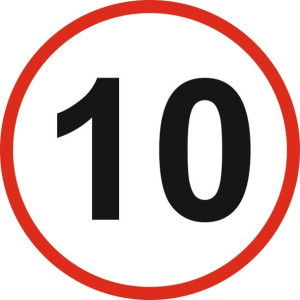OGRANICZENIE PRĘDKOŚCI Naklejka 10 km/h znak 12 cm