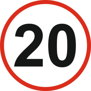 OGRANICZENIE PRĘDKOŚCI Naklejka 20 km/h znak 12 cm