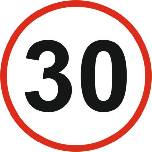OGRANICZENIE PRĘDKOŚCI Naklejka 30 km/h znak 12 cm