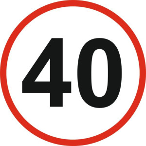 OGRANICZENIE PRĘDKOŚCI Naklejka 40 km/h znak 12 cm