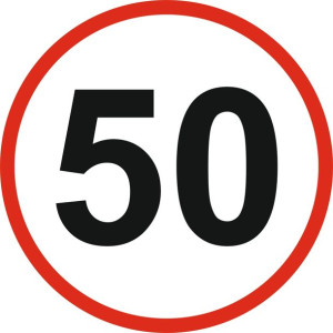 OGRANICZENIE PRĘDKOŚCI Naklejka 50 km/h znak 12 cm