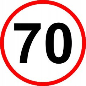 OGRANICZENIE PRĘDKOŚCI Naklejka 70 km/h znak 12 cm