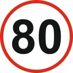 OGRANICZENIE PRĘDKOŚCI Naklejka 80 km/h znak 12 cm