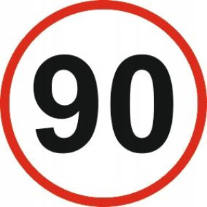 OGRANICZENIE PRĘDKOŚCI Naklejka 90 km/h znak 12 cm