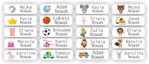 28x Naprasowanki Metki Naklejki Imienne Imienniki