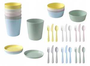 IKEA KALAS Naczynia sztućce dla dzieci Zestaw 36el
