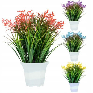 Sztuczna trawa w doniczce z kwiatami 30 cm mix
