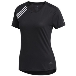 Koszulka biegowa adidas Run 3 Stripes Tee Women FK1602 - CZARNY; XS