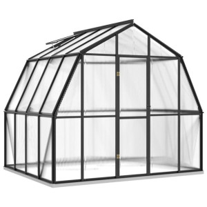 Szklarnia z ramą podstawy, antracytowa, 6,66 m², aluminiowa