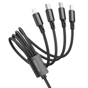 Borofone Kabel BX72 4 w 1 USB na 2xTyp C, micro USB, Lightning 2A 1 metr cz