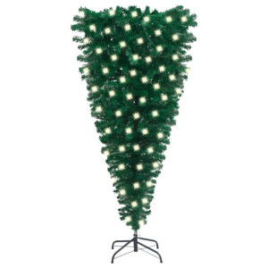 Odwrócona, sztuczna choinka z lampkami LED, zielona, 120 cm