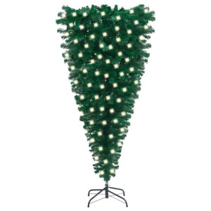 Odwrócona, sztuczna choinka z lampkami LED, zielona, 150 cm