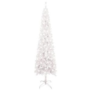 Smukła choinka z lampkami LED, biała, 210 cm