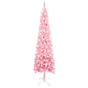 Smukła choinka z lampkami LED, różowa, 180 cm