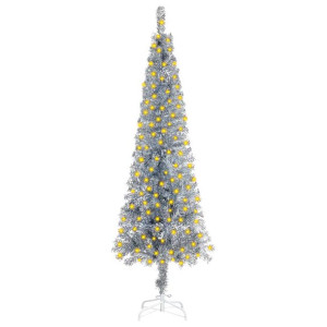 Smukła choinka z oświetleniem LED, srebrna, 150 cm