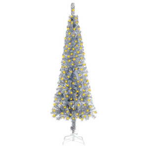 Smukła choinka z oświetleniem LED, srebrna, 180 cm