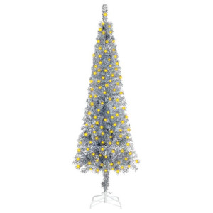 Smukła choinka z oświetleniem LED, srebrna, 240 cm