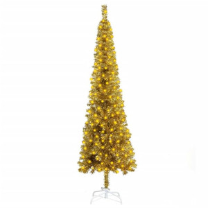 Smukła choinka z oświetleniem LED, złota, 150 cm