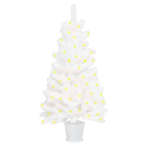 Sztuczna choinka z lampkami LED, biała, 90 cm