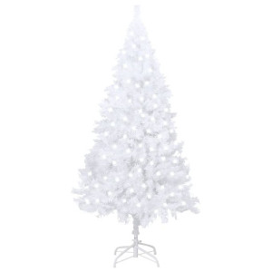 Sztuczna choinka z lampkami LED, grube gałązki, biała, 120 cm