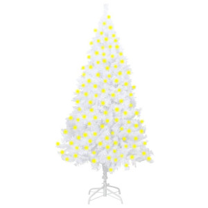 Sztuczna choinka z lampkami LED, grube gałązki, biała, 210 cm