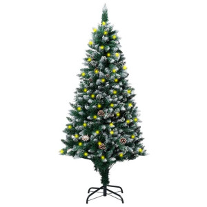 Sztuczna choinka z LED, szyszkami i białym śniegiem, 180 cm