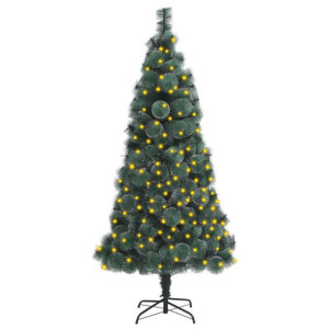 Sztuczna choinka ze stojakiem i LED, zielona, 180 cm, PET