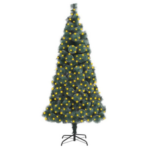 Sztuczna choinka ze stojakiem i LED, zielona, 240 cm, PET