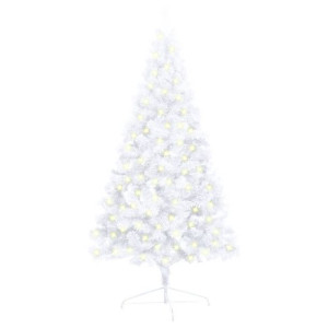 Sztuczna choinka, LED i stojak, połowa, biała, 120 cm, PVC