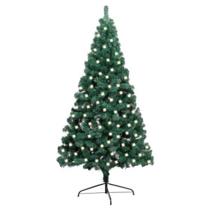 Sztuczna choinka, LED i stojak, połowa, zielona, 120 cm, PVC