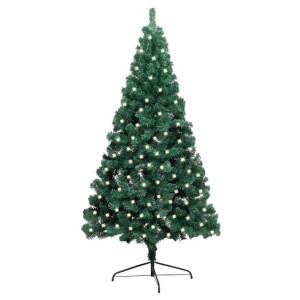 Sztuczna choinka, LED i stojak, połowa, zielona, 240 cm, PVC