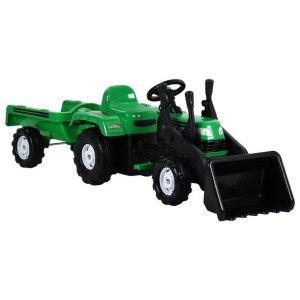 Traktor dziecięcy z pedałami, przyczepą i ładowarką