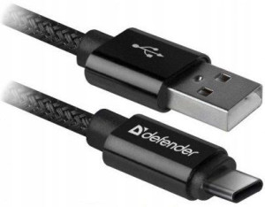 Kabel USB Defender AM-TYPE C 1m 2,1A czarny