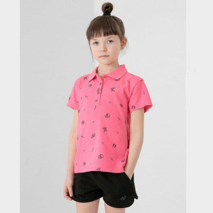 Koszulka polo 4F HJL22-JTSD004 55S - RÓŻOWY; 164 CM