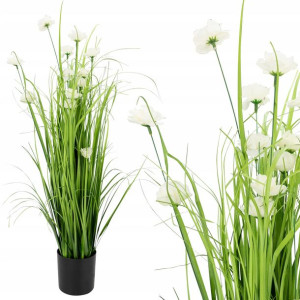 Wysoka sztuczna trawa biała ŁĄKA w doniczce 65 cm
