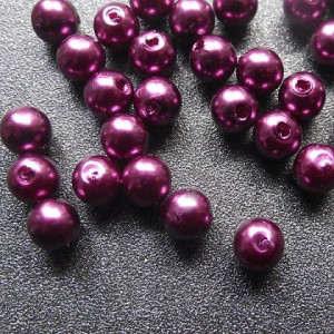 Perełki Plastik Glance Ciemny Fiolet 6mm 50szt