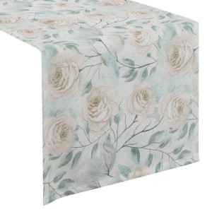Bieżnik strukturalny w kwiaty FLORE 40X140 zielony