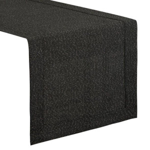 Bieżnik z ozdobną kantą i srebrną nicią STELLA 40X140 czarny