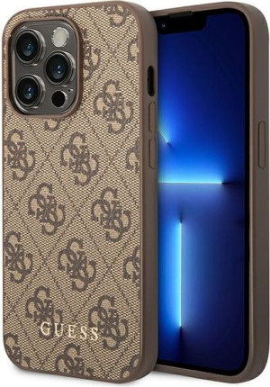 Etui Guess GUHCP14LG4GFBR Apple iPhone 14 Pro brązowy/brown hard case 4G Me