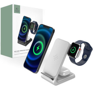Ładowarka bezprzewodowa Tech-Protect QI15W-A20 3in1 Wireless Charger White