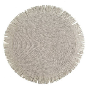 Podkładka okrągła z frędzlami BOHO 38 cm srebrna X6