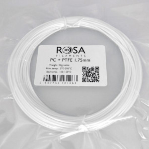 Filament ROSA 3D PC+PTFE 1,75mm 50g Biały White