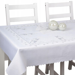 obrus świąteczny biały 220x140 plamoodporny BN/L19