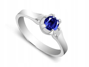 Subtelny Pierścionek Szafirowa Cyrkonia 925 R.16