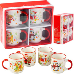 Kubek Świateczny Zestaw Porcelana 4 Sztuki Na Prezent 200 ml