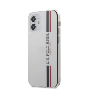 Us Polo Assn Shiny Tricolor Stripes - Etui Iphone 12 Mini (biały)