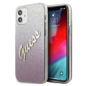 Guess Glitter Gradient Script - Etui Iphone 12 Mini (różowy)