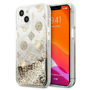 Guess Peony Liquid Glitter - Etui Iphone 13 Mini (złoty)