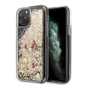 Guess Liquid Glitter Hearts - Etui Iphone 11 Pro Max (złoty/czerwony)