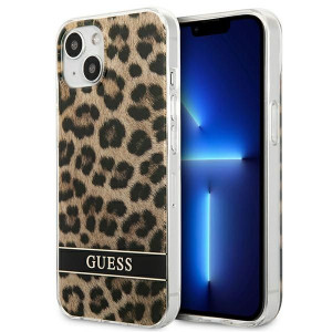 Guess Leopard Electro Stripe - Etui Iphone 13 Mini (brown)